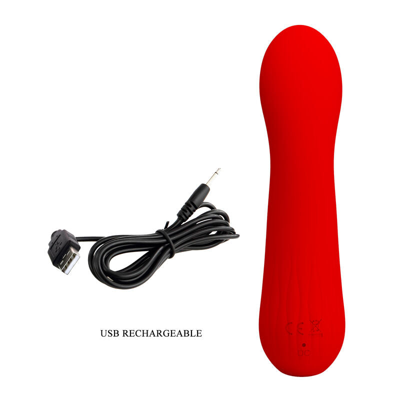 PRETTY LOVE Faun Vibrador Recargable Rojo – Diseño Curvado Para Placer Óptimo