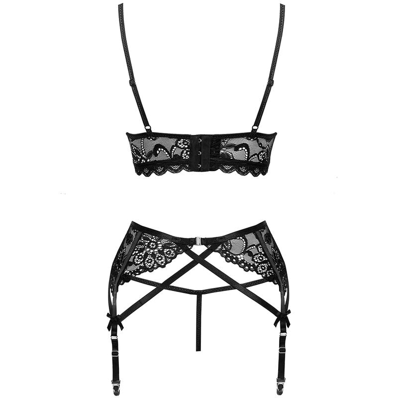 LIVCO CORSETTI FASHION - MORIDAM LC 90552 BRA + GARTER BELT + BLACK PANTY
