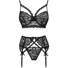LIVCO CORSETTI FASHION - MORIDAM LC 90552 BRA + GARTER BELT + BLACK PANTY