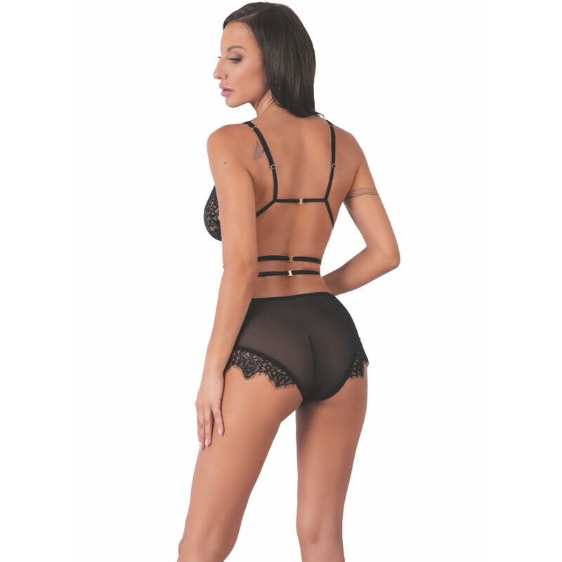 Livco Corsetti Fashion Drezna LC 90733 Sujetador y Panty Negro – Conjunto de Lencería Elegante y Confortable