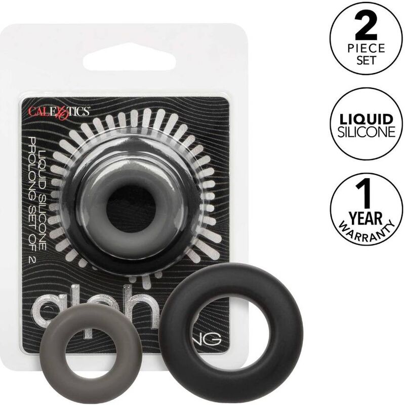 Comprar CALEXOTICS Alpha Set De 2 Anillos Prolong Gris – Conjunto Con Diseño Ergonómico Para Mayor Placer-Noxtic