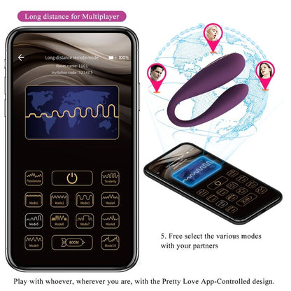 Comprar Pretty Love August Vibrador Doble Placer – Diseño Ergonómico Con Control Remoto App-Noxtic