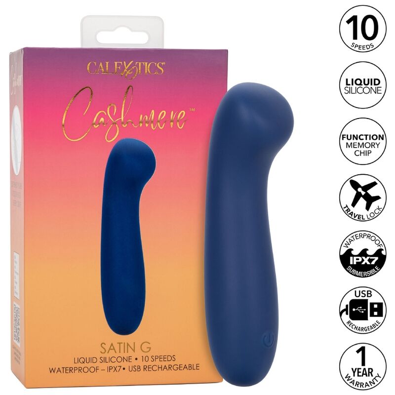 CALEXOTICS Cashmere Satin G Azul – Masajeador Elegante Con Silicona Médica Hipoalergénica