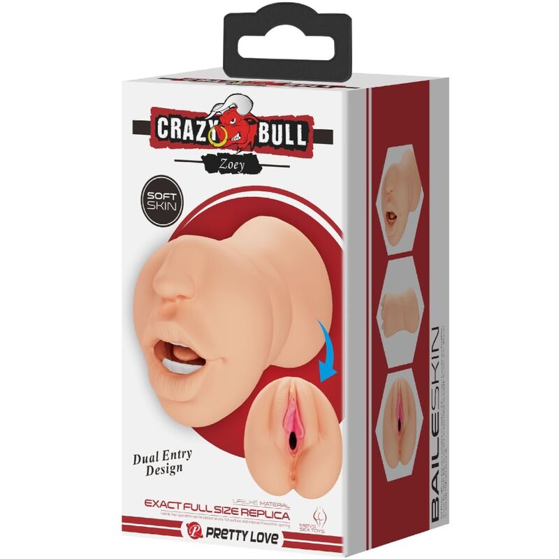 Masturbatore CRAZY BULL Zoey a doppia entrata – Design ergonomico per un piacere intenso