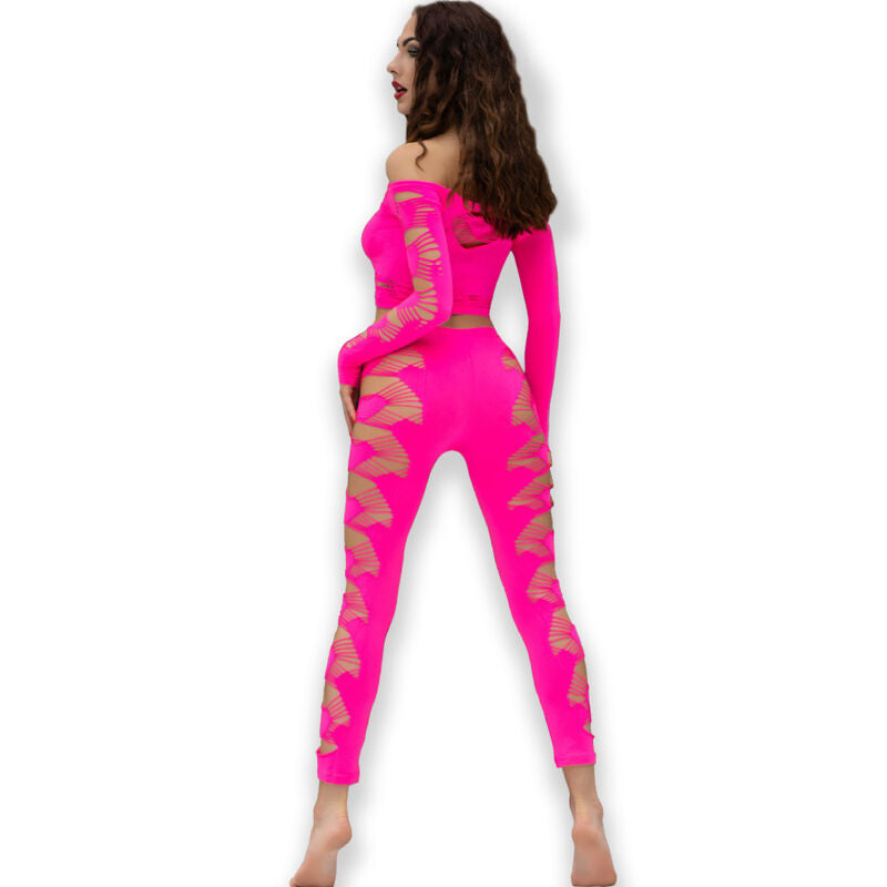 CHILIROSE CR 4632 Top Y Pantalón Fucsia – Conjunto Sin Costuras Con Estilo Moderno Y Comodidad Diaria