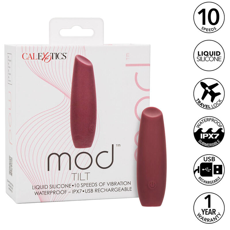 CALEXOTICS Mod Tilt Estimulador Rojo – Vibrador Recargable Con Diseño Ergonómico Para Placer Sensorial