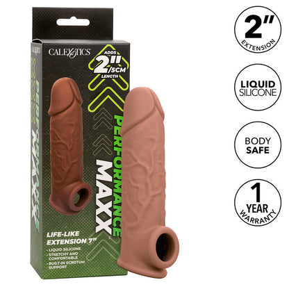 Comprar CALEXOTICS Performance Maxx Extensión Realista 7 Piel Moreno – Aumento De Longitud Para Mayor Placer Intimo-Noxtic