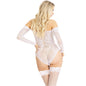 Comprar LEG AVENUE Body Hombros Descubiertos Blanco – Lencería Elegante Con Encaje Delicado Para Mayor Atractivo-Noxtic
