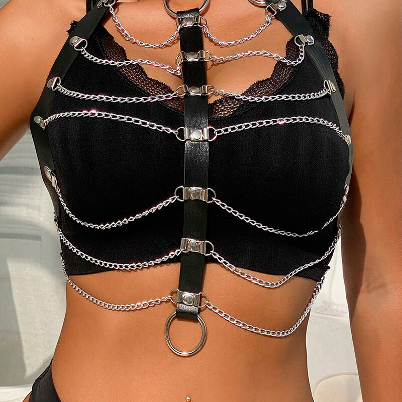 Comprar SUBBLIME Arnés De Pecho Cadenas Cuero Negro Talla Única – Diseño Sofisticado Para Libertad Sensorial-Noxtic