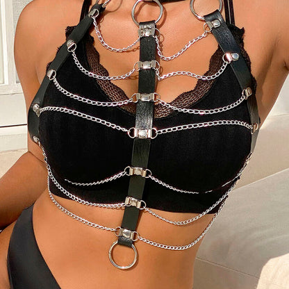 Comprar SUBBLIME Arnés De Pecho Cadenas Cuero Negro Talla Única – Diseño Sofisticado Para Libertad Sensorial-Noxtic