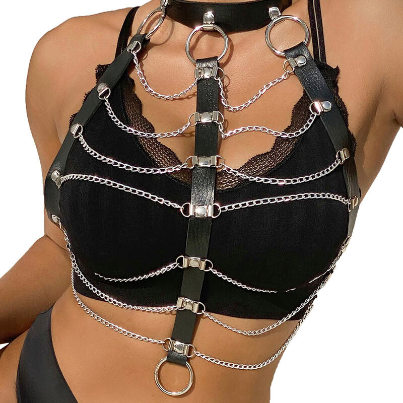 Comprar SUBBLIME Arnés De Pecho Cadenas Cuero Negro Talla Única – Diseño Sofisticado Para Libertad Sensorial-Noxtic