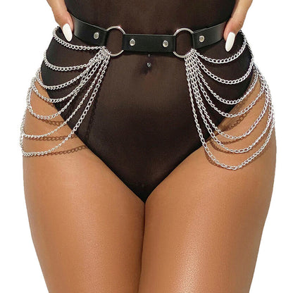 Comprar SUBBLIME Cinturón De Cadenas Cuero Negro – Accesorio Elegante Para Empoderar Tu Estilo-Noxtic