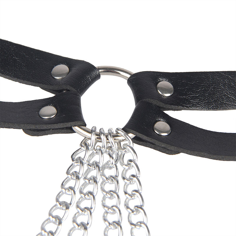 Comprar SUBBLIME Cinturón De Cadenas Anillas Cuero Negro – Diseño Elegante Para Un Toque Audaz-Noxtic