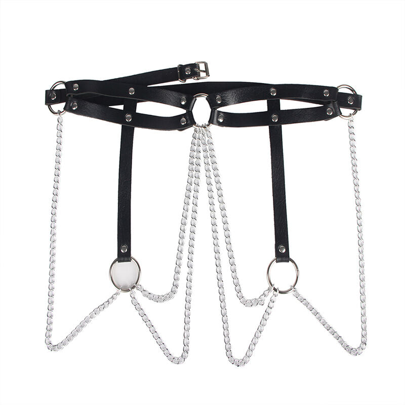 Comprar SUBBLIME Cinturón De Cadenas Anillas Cuero Negro – Diseño Elegante Para Un Toque Audaz-Noxtic