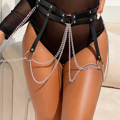 Comprar SUBBLIME Cinturón De Cadenas Anillas Cuero Negro – Diseño Elegante Para Un Toque Audaz-Noxtic