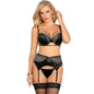 Comprar SUBBLIME Set De 3 Piezas Sujetador Tanga Liga Encaje Negro S M – Conjunto Elegante Para Resaltar Tu Silueta-Noxtic