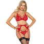 Comprar SUBBLIME Set De 3 Piezas Sujetador Tanga Liga Encaje Rojo S M – Elegante Conjunto Para Explorar Tu Estilo Personal-Noxtic