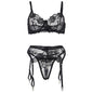Comprar SUBBLIME Set De 3 Piezas Sujetador Tanga Liga Estampado Floral Negro SM – Conjunto Elegante Para Comodidad Y Estilo Diario-Noxtic