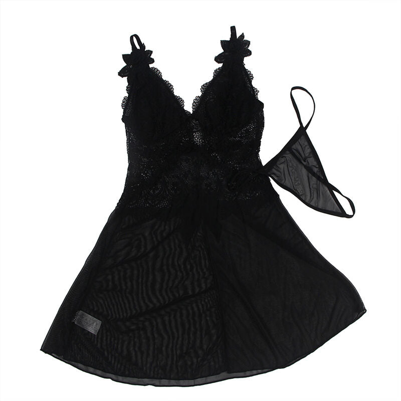 SUBBLIME Babydoll Tela De Tul Con Encaje Negro – Diseño Elegante Para Comodidad Sensual
