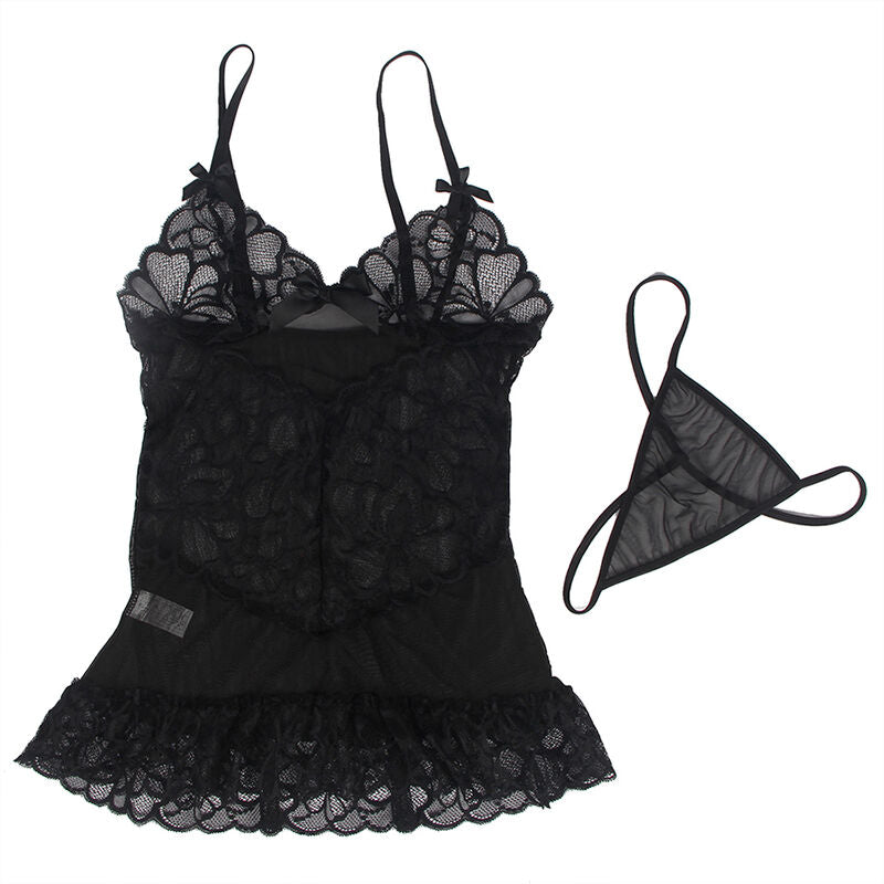 SUBBLIME Babydoll con spalline regolabili – Lingerie con motivo floreale in pizzo trasparente