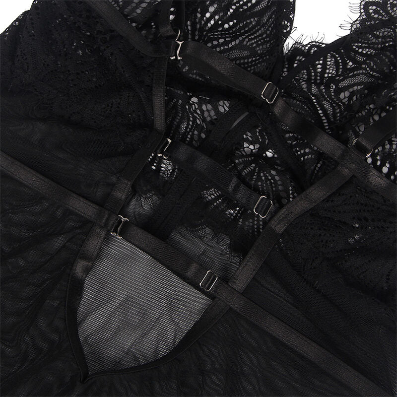 SUBBLIME Babydoll in pizzo nero con spalline regolabili SM – Design elegante per mettere in risalto la tua sensualità