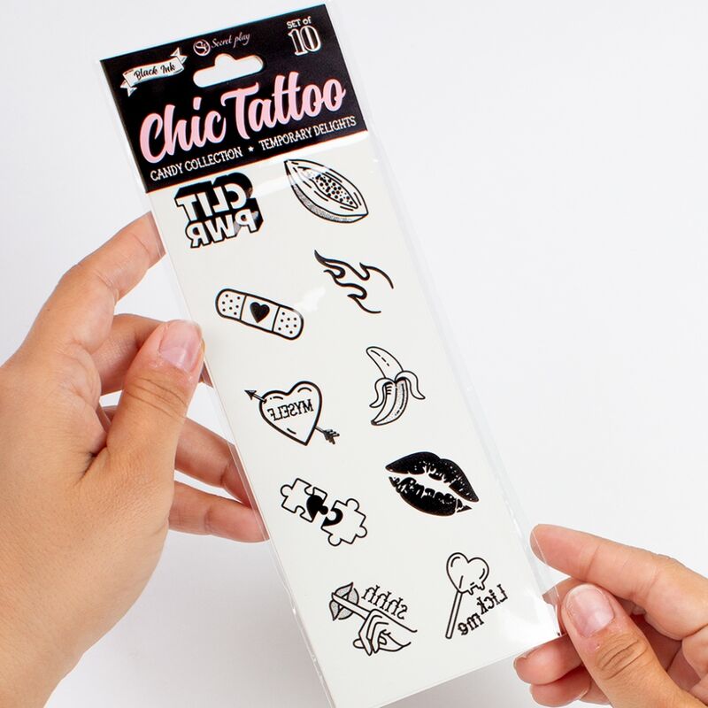 SECRET PLAY Set De 10 Tattoos Temporales Candy Collection – Diseño Divertido Para Expresión Creativa