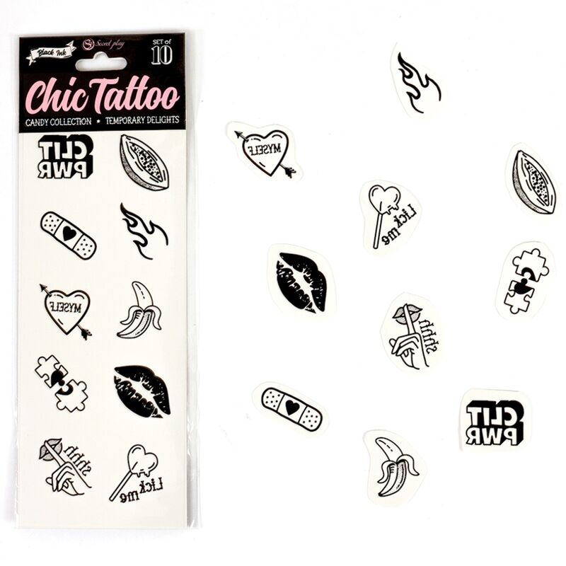 SECRET PLAY Set De 10 Tattoos Temporales Candy Collection – Diseño Divertido Para Expresión Creativa