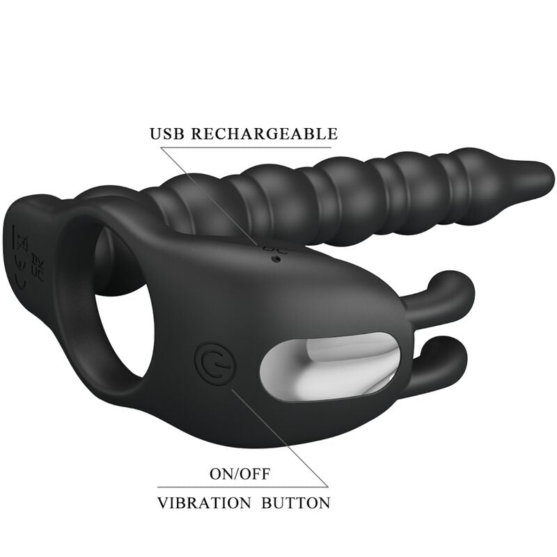 Comprar PRETTY LOVE Blackney Anillo Vibrador Negro – Diseño Innovador Para Placer Prolongado-Noxtic