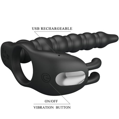 Comprar PRETTY LOVE Blackney Anillo Vibrador Negro – Diseño Innovador Para Placer Prolongado-Noxtic