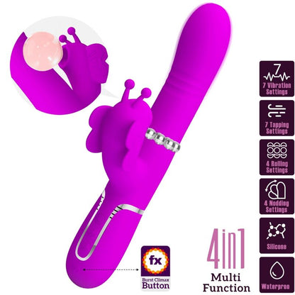 PRETTY LOVE - 4-IN-1 MULTIFUNCTION RABBIT VIBRATOR FUCHSIA BUTTERFLY