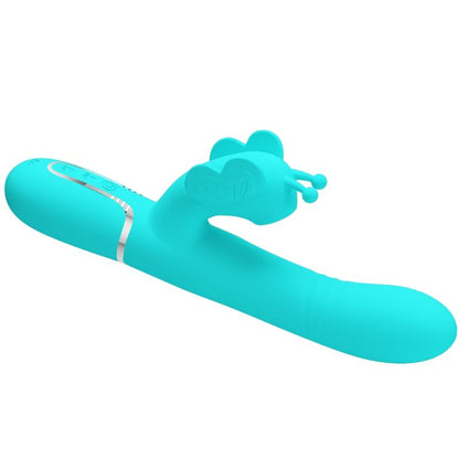 PRETTY LOVE - 4-IN-1 MULTIFUNCTIONAL RABBIT VIBRATOR AQUA GREEN BUTTERFLY