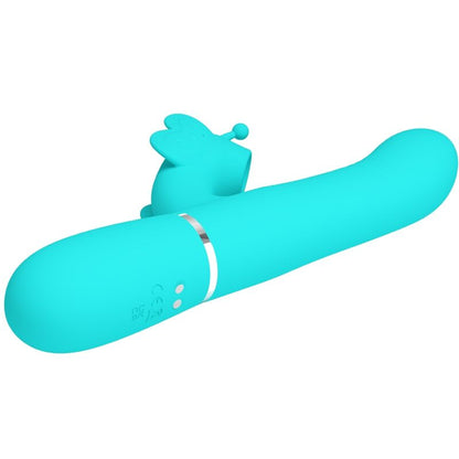 PRETTY LOVE - 4-IN-1 MULTIFUNCTIONAL RABBIT VIBRATOR AQUA GREEN BUTTERFLY
