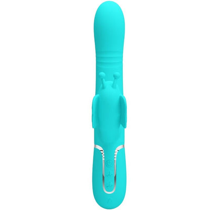 PRETTY LOVE - 4-IN-1 MULTIFUNCTIONAL RABBIT VIBRATOR AQUA GREEN BUTTERFLY