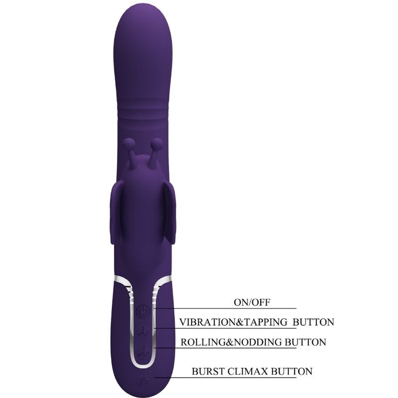 PRETTY LOVE - 4-IN-1 MULTIFUNCTION RABBIT VIBRATOR PURPLE BUTTERFLY