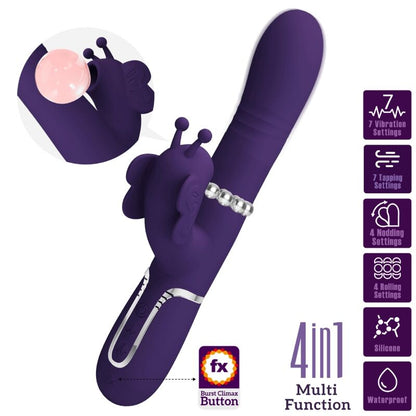 PRETTY LOVE - 4-IN-1 MULTIFUNCTION RABBIT VIBRATOR PURPLE BUTTERFLY
