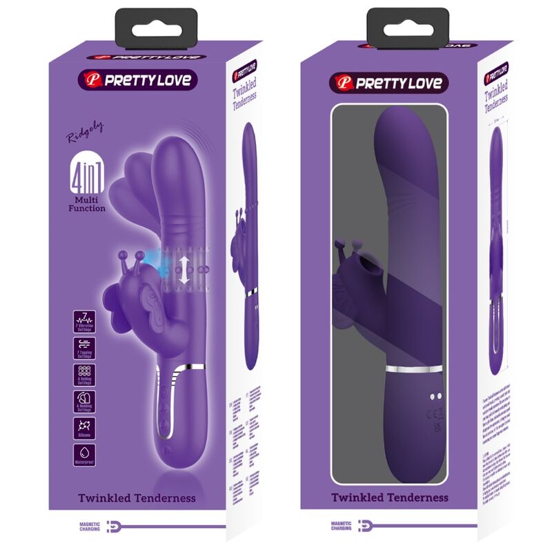 PRETTY LOVE - 4-IN-1 MULTIFUNCTION RABBIT VIBRATOR PURPLE BUTTERFLY