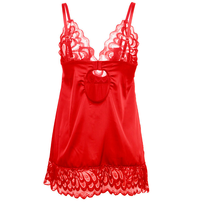 SUBBLIME Babydoll Satinado Con Encaje Rojo S/M – Lencería Elegante Para Momentos Especiales