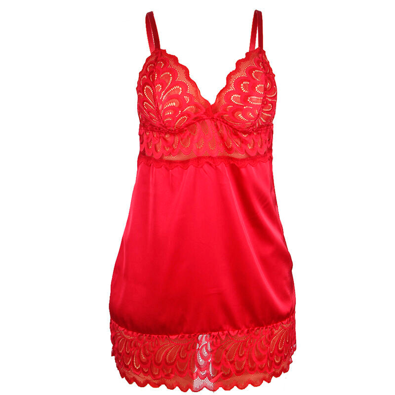 SUBBLIME Babydoll Satinado Con Encaje Rojo S/M – Lencería Elegante Para Momentos Especiales
