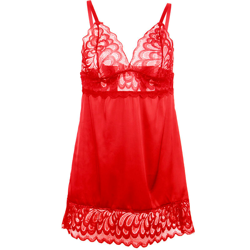 SUBBLIME Babydoll Satinado Con Encaje Rojo S/M – Lencería Elegante Para Momentos Especiales