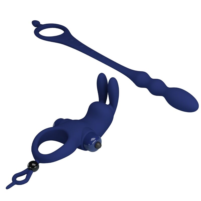 Comprar PRETTY LOVE Ayad Anillo Vibrador Rabbit Con Plug Azul – Diseño Innovador Para Placer Compartido-Noxtic