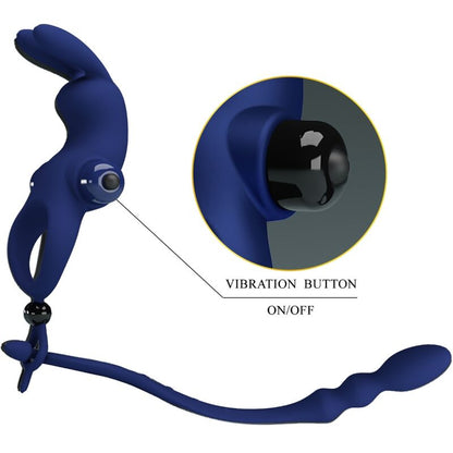 Comprar PRETTY LOVE Ayad Anillo Vibrador Rabbit Con Plug Azul – Diseño Innovador Para Placer Compartido-Noxtic