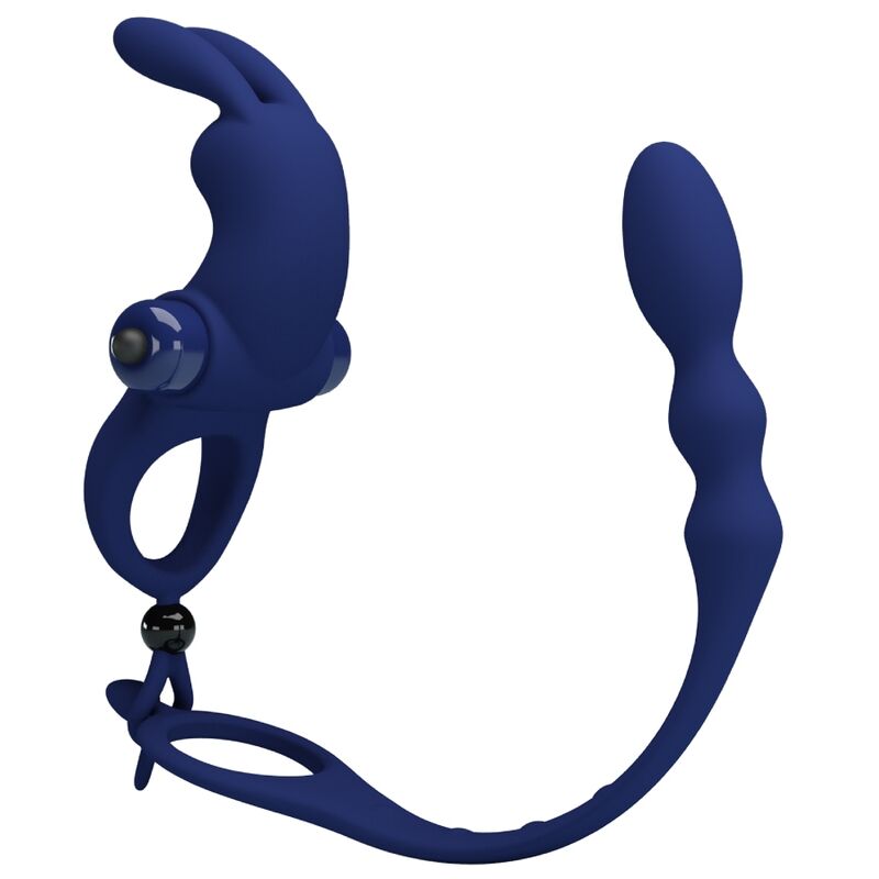 Comprar PRETTY LOVE Ayad Anillo Vibrador Rabbit Con Plug Azul – Diseño Innovador Para Placer Compartido-Noxtic