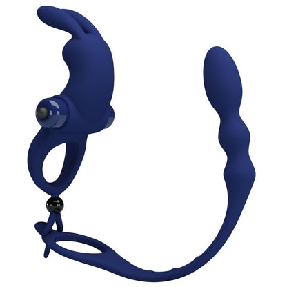 Comprar PRETTY LOVE Ayad Anillo Vibrador Rabbit Con Plug Azul – Diseño Innovador Para Placer Compartido-Noxtic