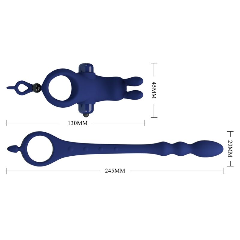 Comprar PRETTY LOVE Ayad Anillo Vibrador Rabbit Con Plug Azul – Diseño Innovador Para Placer Compartido-Noxtic