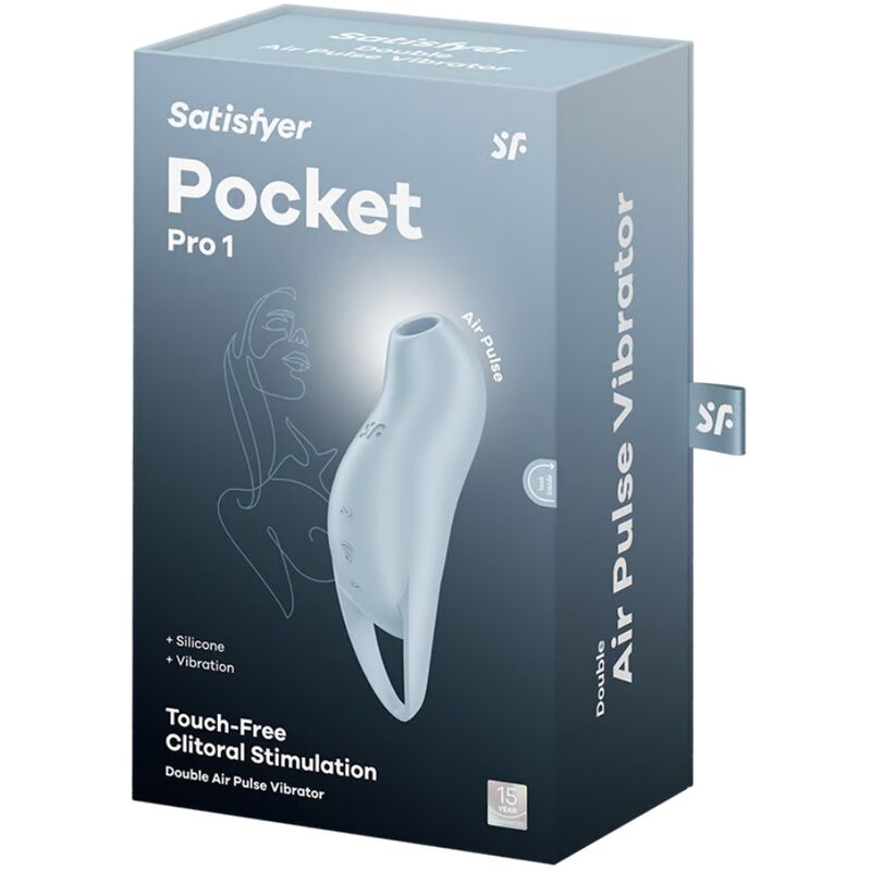 Satisfyer Pocket Pro 1 Azul Claro – Estimulador Recargable Con Tecnología De Ondas De Presión