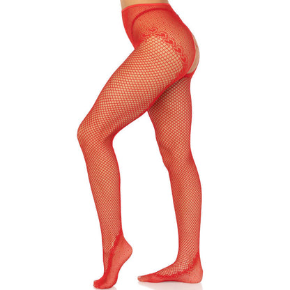 LEG AVENUE - BLACK CROTCHLESS FISHNET TIGHTS