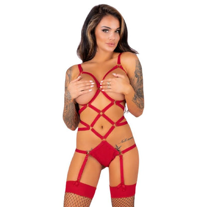 Comprar Livco Corsetti Fashion Thiara LC 20213 Set Body Y Medias Roja S M – Conjunto Elegante Que Resalta La Silueta Femenina-Noxtic
