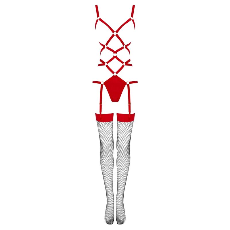 Livco Corsetti Fashion Thiara LC 20213 Set Body Y Medias Roja S M – Conjunto Elegante Que Resalta La Silueta Femenina