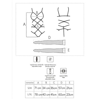 LIVCO Corsetti Fashion Thiara LC 20213 Set Body Y Medias Negro S M – Conjunto Elegante Con Comodidad Sofisticada