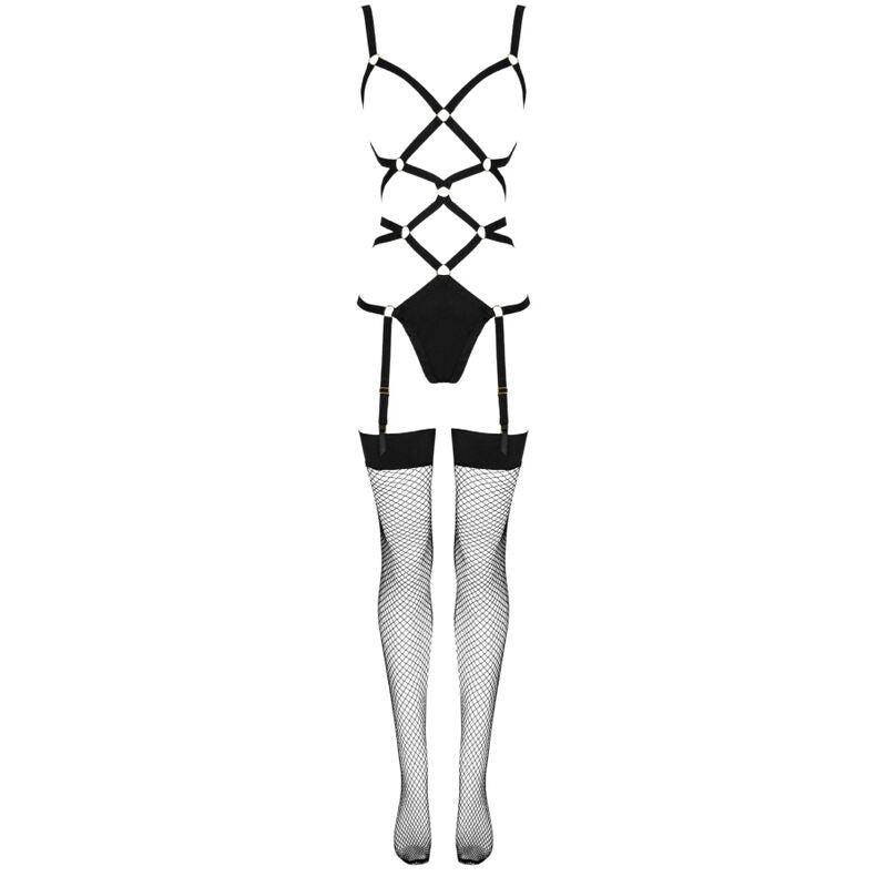 LIVCO Corsetti Fashion Thiara LC 20213 Set Body Y Medias Negro S M – Conjunto Elegante Con Comodidad Sofisticada